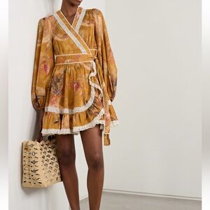ZIMMERMANN

Ascension lace-trimmed tiered printed cotton-voile mini wrap dress